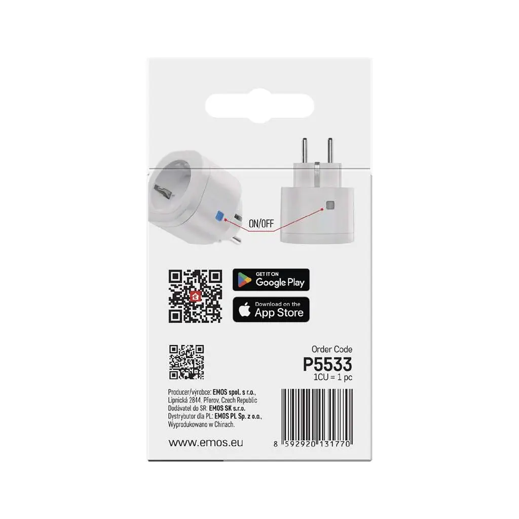 Розумна розетка WIFI P5533 GoSmart, ZigBee 3.0, IP44 EMOS (P5533) - фото 2