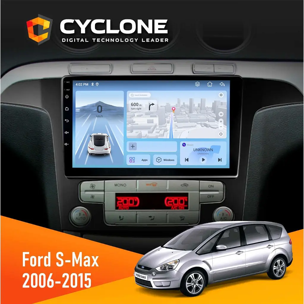 Штатна магнітола Ford S-Max 2006-2015 Climate Cyclone C9-012 4x64, DSP, 4G Cyclone (НФ-00007831)