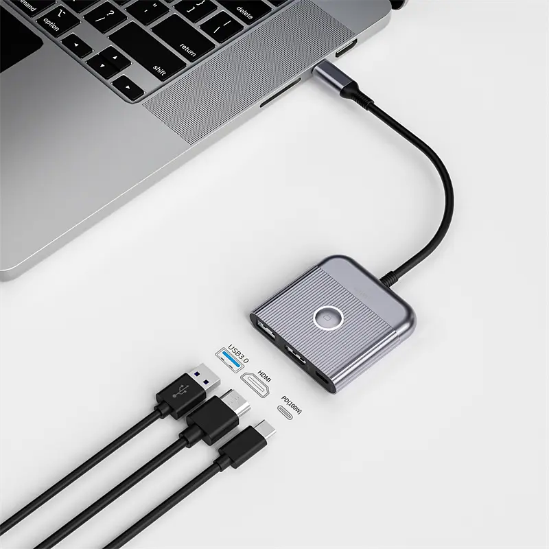 USB-Hub WIWU Traveling 3in1 USB C hub Wi-HB002 Gray (6976975616437) - фото 5