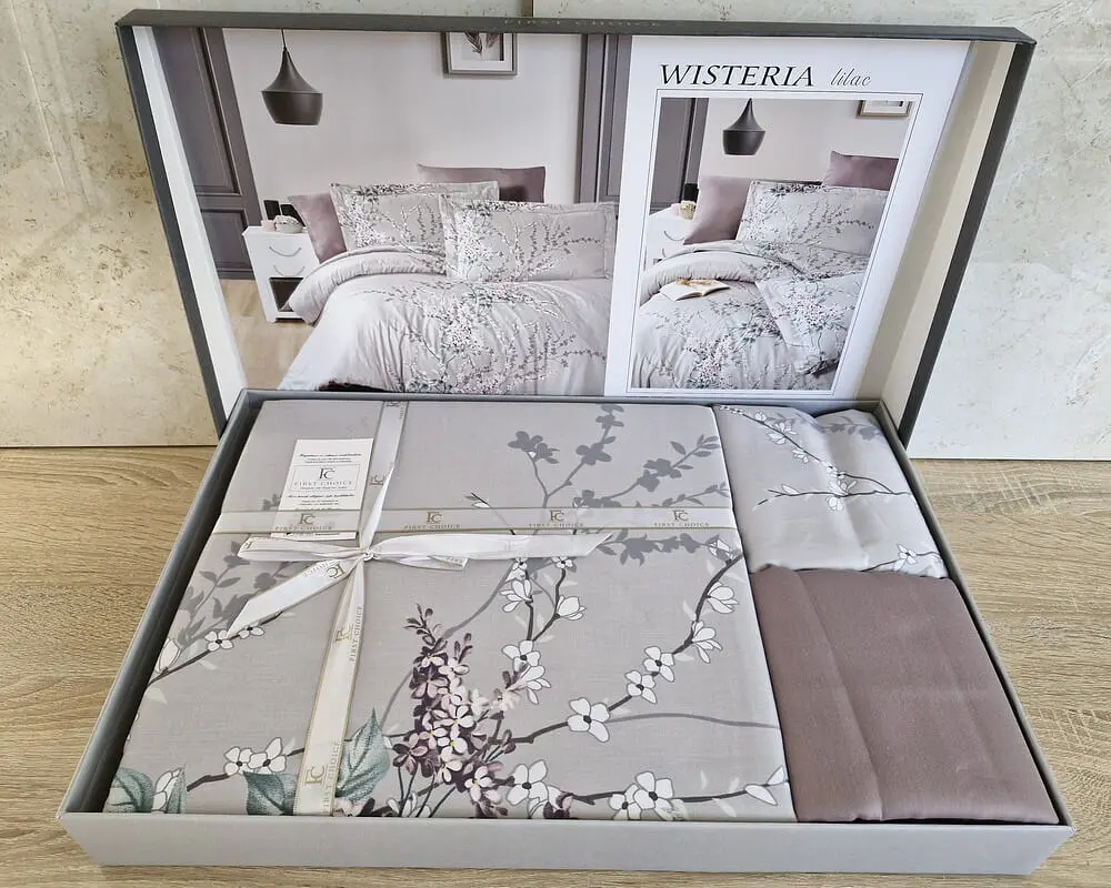 Турецька постільна білизна First Choice Cotton Satin Wisteria lilac євро - фото 3