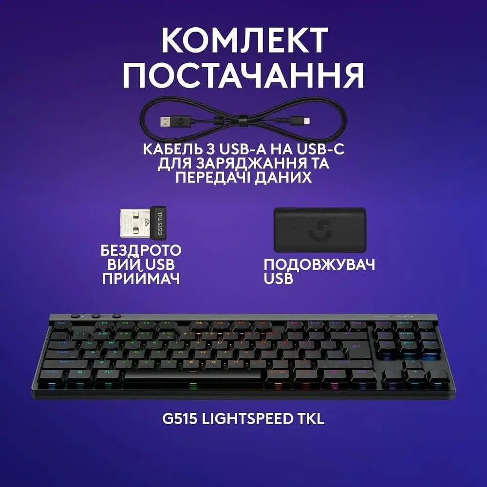 Клавиатура Logitech G515 RAPID TKL Linear Wired US Black (920-013861) - фото 10