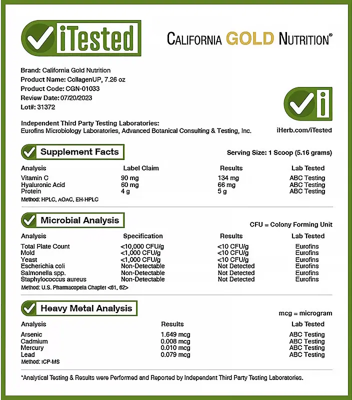 Колаген морський пептиди з гіалуроновою кислотою та вітаміном C 206 г CollagenUP California Gold Nutrition - фото 3