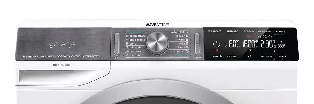 Стиральная машина Gorenje с фронтальной загрузкой, 10кг, 1600, A+++, глубина 61см, дисплей, Белый (WS168LNST) - фото 4