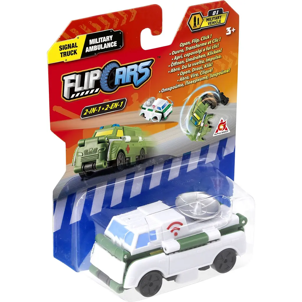 Машинка-трансформер Flip Cars Вантажівка зв'язку та Військова швидка допомога, 2 в 1, 8 см (EU463875-15) - фото 5