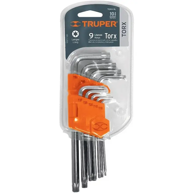 Набір ключів Truper Torx подовжені в пластиковій касеті 9 шт. (TORX-9L)