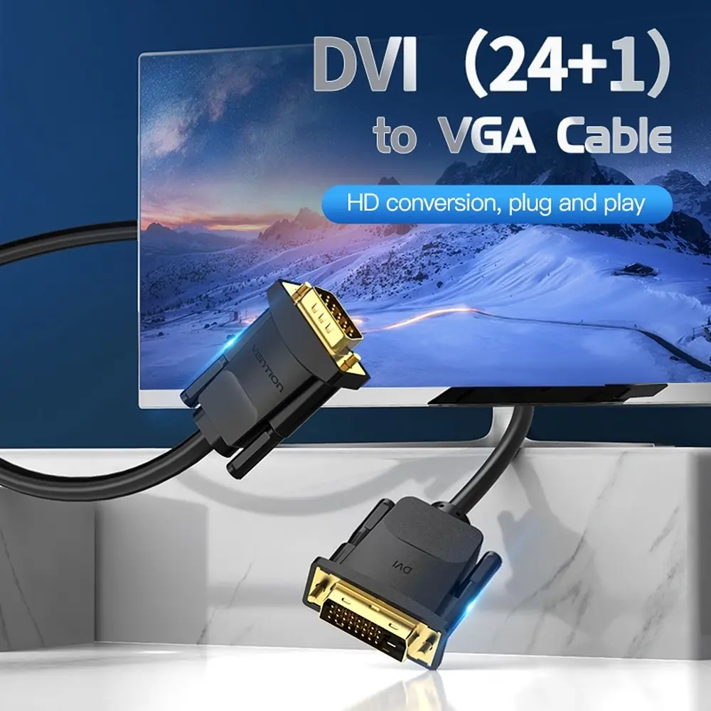 Кабель DVI M (24+1) - VGA M, 1.5 м, чорний Vention - фото 6