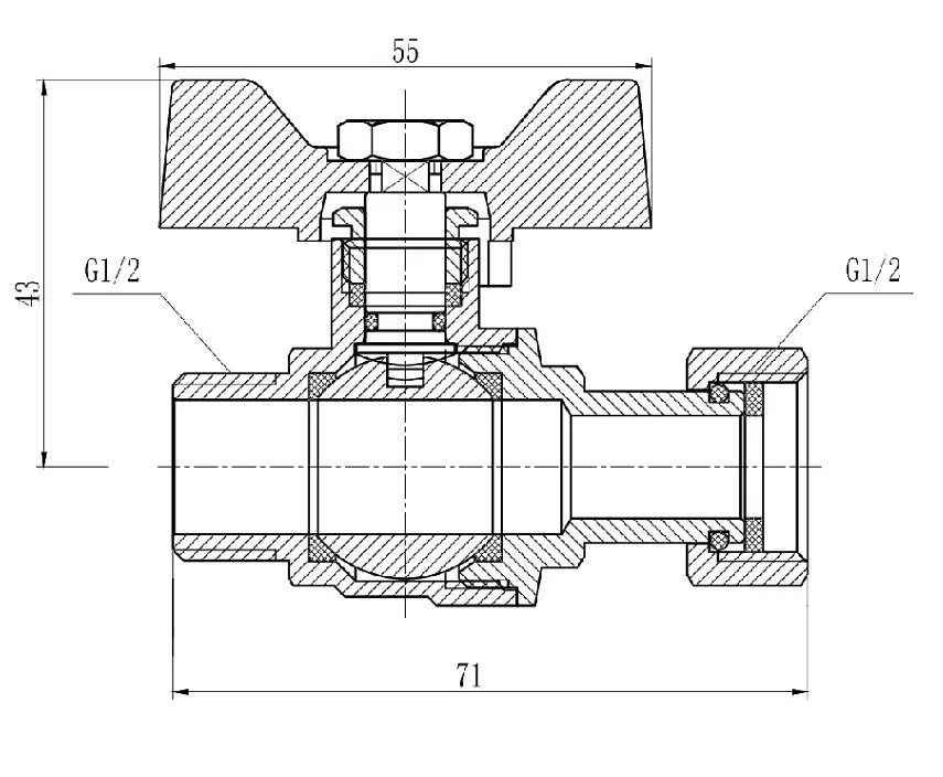 Кран кульовий Thermo Alliance Forte 1/2" ВЗ прямий, PN40, з накидною гайкою, метелик SF261W15 - фото 4