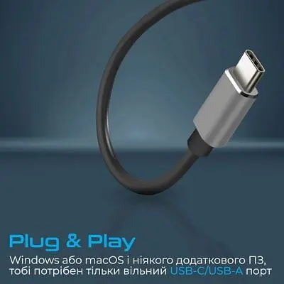 Концентратор Promate USB-C 4-in-1 порти Promate (litehub-4.grey) (litehub-4.grey) - фото 5
