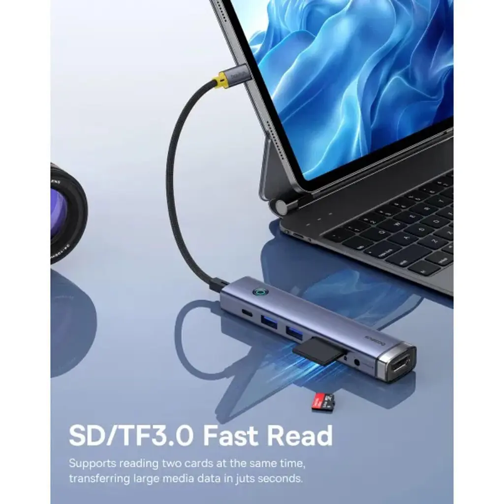 USB-Хаб Baseus UltraJoy Series 7-Port HUB AIR Space Grey (Type-C to HDMI4K@60Hz*1+USB3.0*2+PD*1+SD/TF3.0*1+3.5mm*1) (B00052803811-02) - фото 11