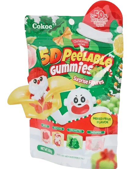 Желейні цукерки Cokoc 5D Peelable Gummies Mixed Fruit Christmas 60г - фото 4