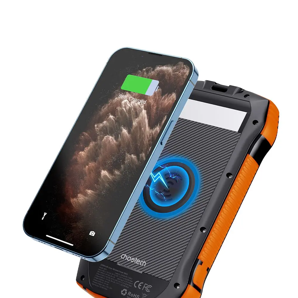 Повербанк с солнечной панелью 20000mAh Choetech B657 Black PD20W+QC QC3.0 PD3.0 беспроводная зарядка (43-00134) - фото 9