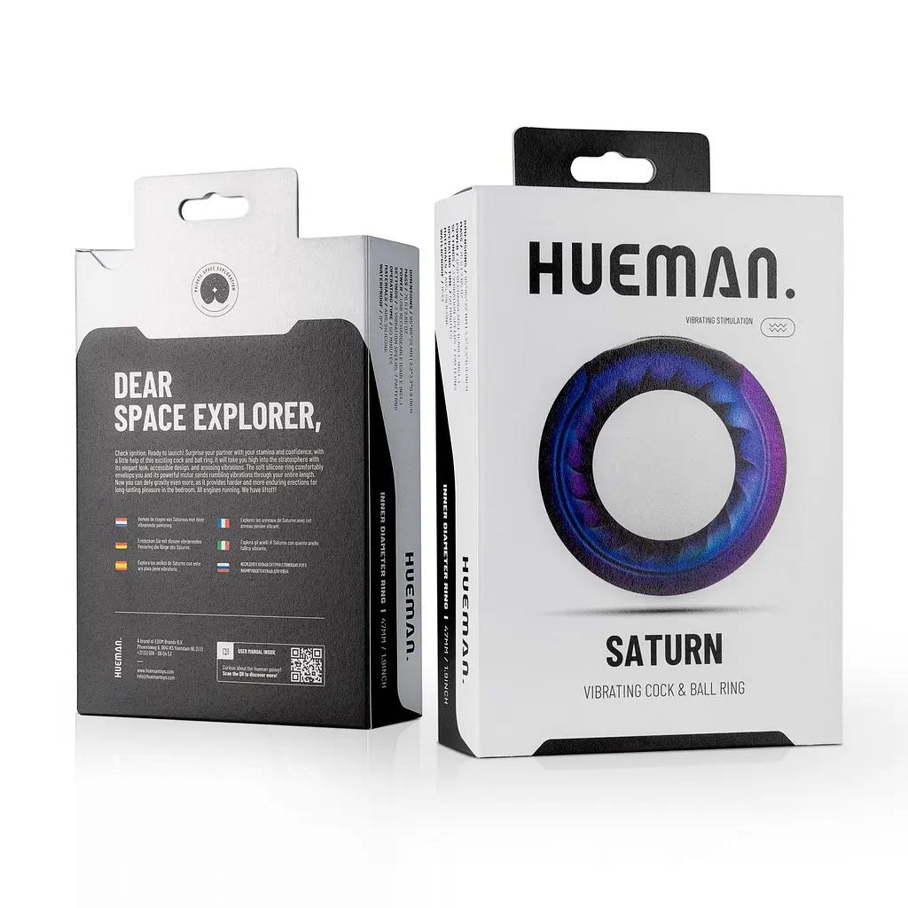 Кільце ерекційне Hueman Saturn Vibrating Cock And Ball Ring 8.5 см фіолетовий - фото 4