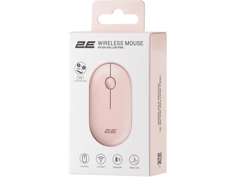Мышь 2E MF300 Silent WL BT Mallow pink (-MF300WPN) - фото 6