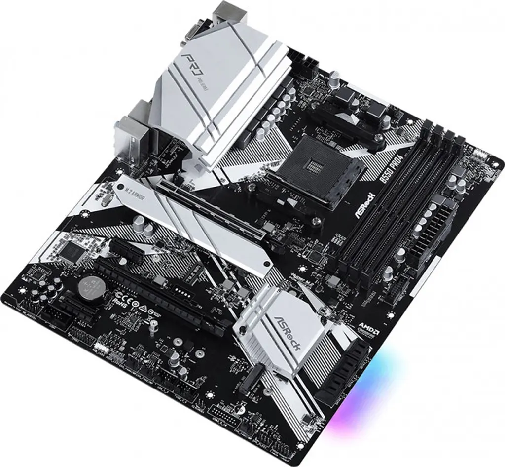 ASRock B550 Pro4 (AM4/B550, 4*DDR4, 2xPCIex16, HDMI/VGA, 6xSATAIII, 3xM.2, GLan, 7.1ch, ATX) - фото 3