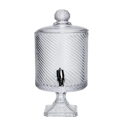 Лимонадница с краном на подставке стеклянная 4.5 л 39 см. Прозрачный Yiwu HP-19-3045-8 - фото 3