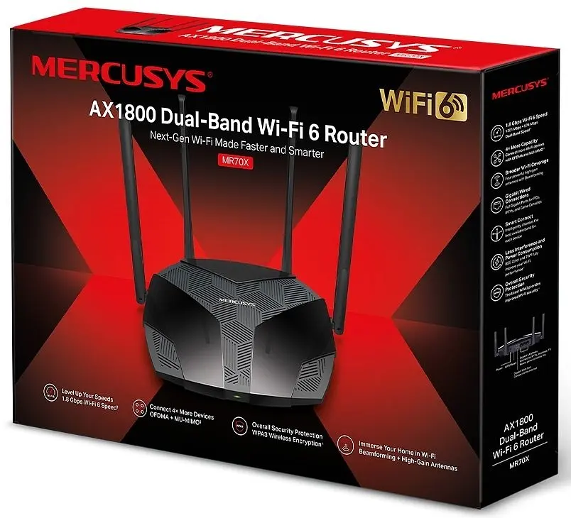 Маршрутизатор MR70X AX1800, 3xGE LAN, 1xGE WAN Mercusys teh0017193 - фото 6