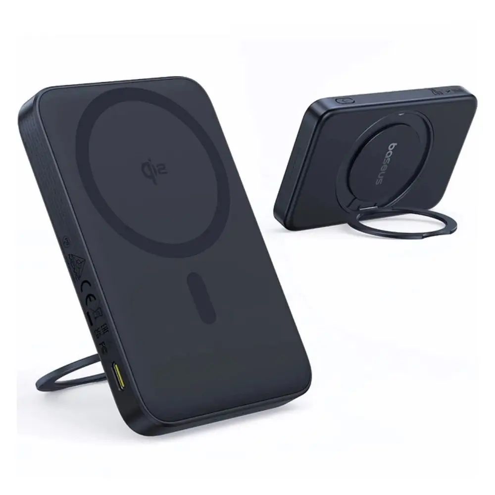 Зовнішній акумулятор Baseus PicoGo Qi2 Magnetic Power Bank with Rotatable Stand 5000mAh 20W Cosmic Black (with Simply Series Charging Cable Type-C (P10076802123-00) - фото 3