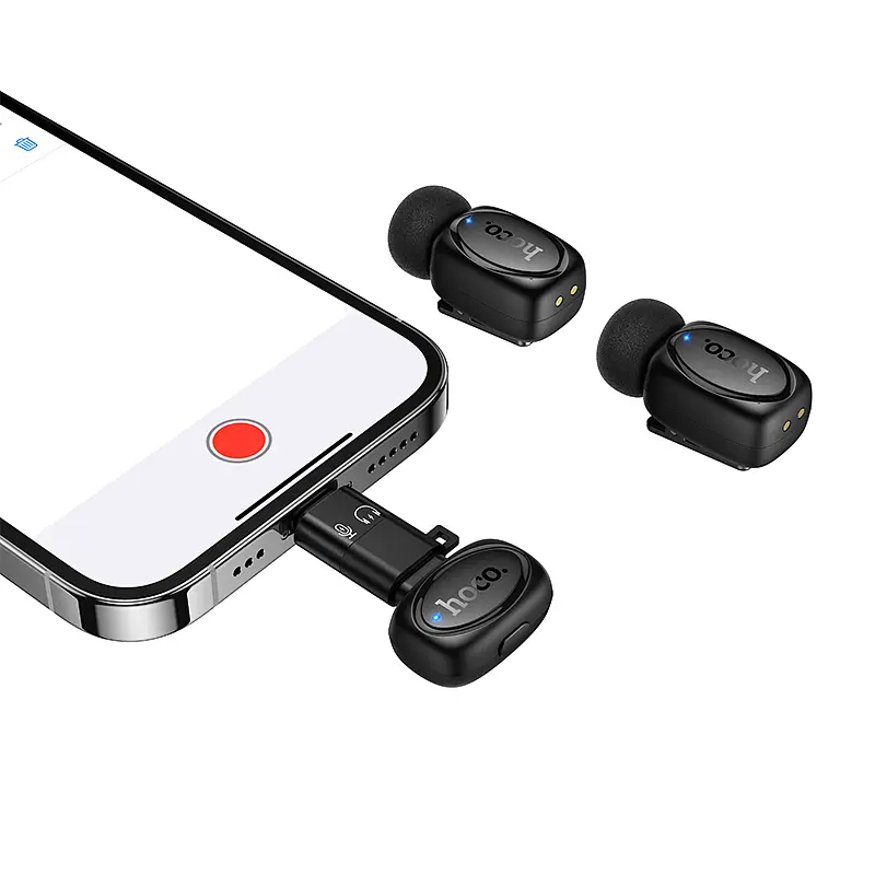 Бездротова мікрофонна система HOCO L19 Graceful wireless microphone(iP/Type-C) Black (6942007655477) - фото 5
