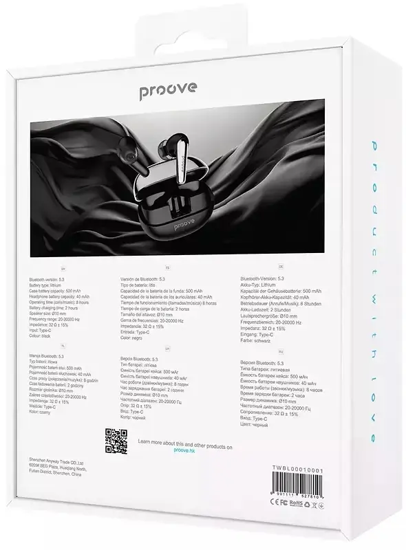 Беспроводные наушники Proove Blitz, TWS, ANC, BT5.3, 40mAh, 500mAh, 8h, white UA UCRF - фото 5