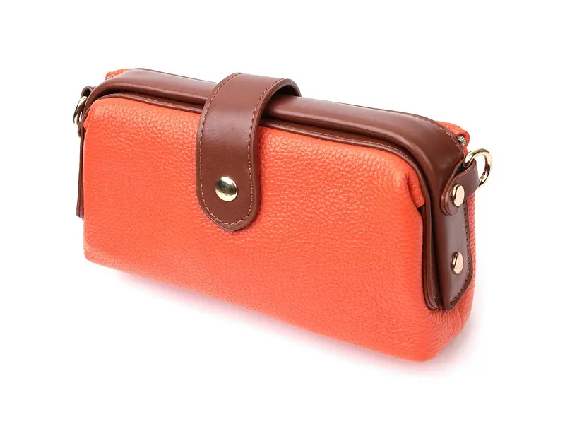 Яскравий клатч з цікавою клямкою з натуральної шкіри Vintage 19,5х10х5,5 см sum0029012
