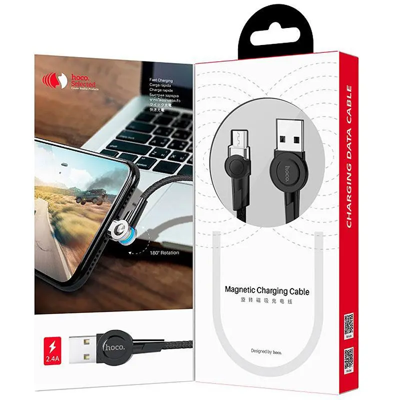 USB Cable Hoco S8 Magnetic MicroUSB Black 1m - фото 5