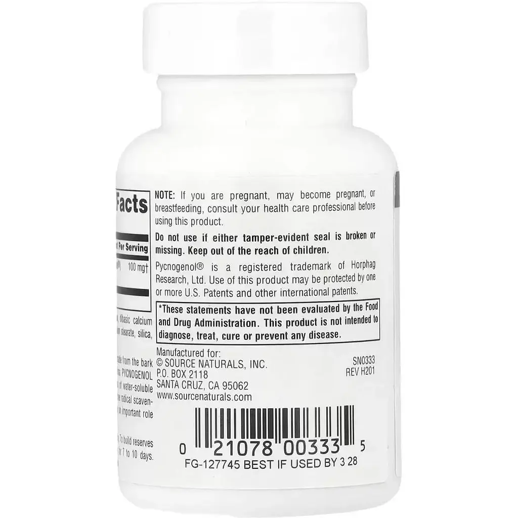 Екстракт соснової кори Source Naturals Pycnogenol 100 мг 60 таблеток - фото 3