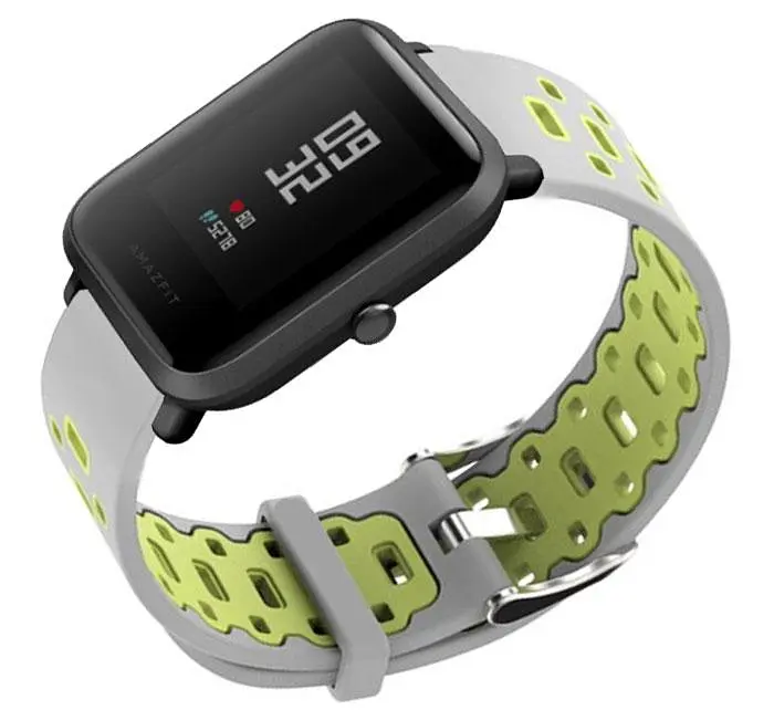 Спортивный ремешок Primo Perfor Classic для часов Xiaomi Huami Amazfit Bip/Amazfit GTS Grey Green - фото 2