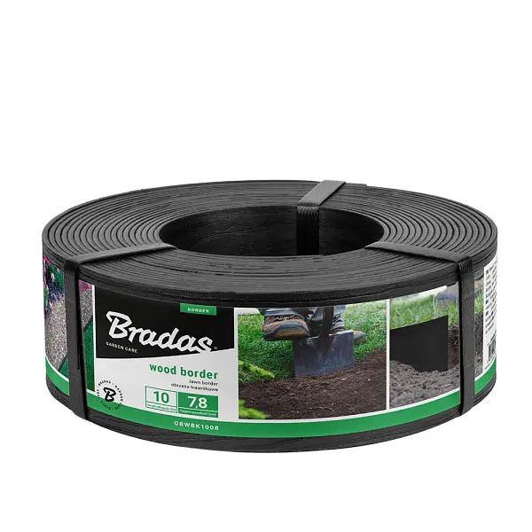 Бордюр Bradas WOOD BORDER 78 мм х 2,8 мм х 10 м чорний OBWBK1008