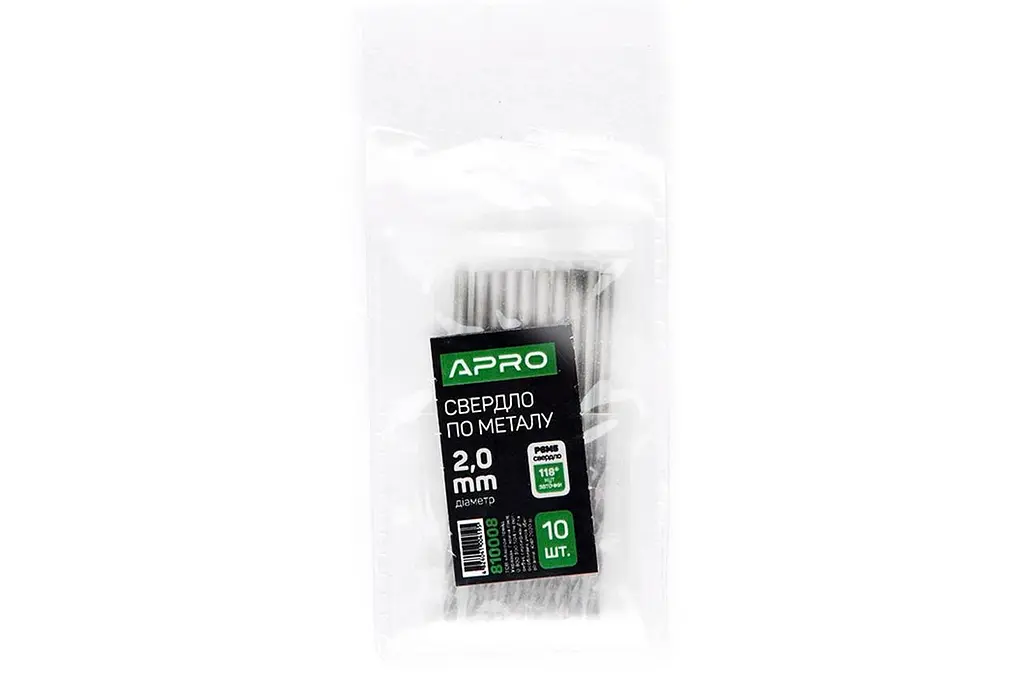 Свердло по металу APRO 2.0 мм Р6М5 (в упаковці 10 шт.) - фото 3