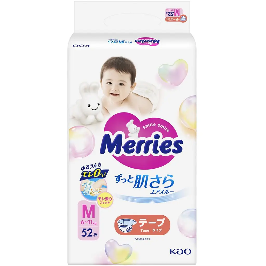 Підгузки Merries Розмір M (6-11 кг) 52 шт (4901301437716) - фото 2