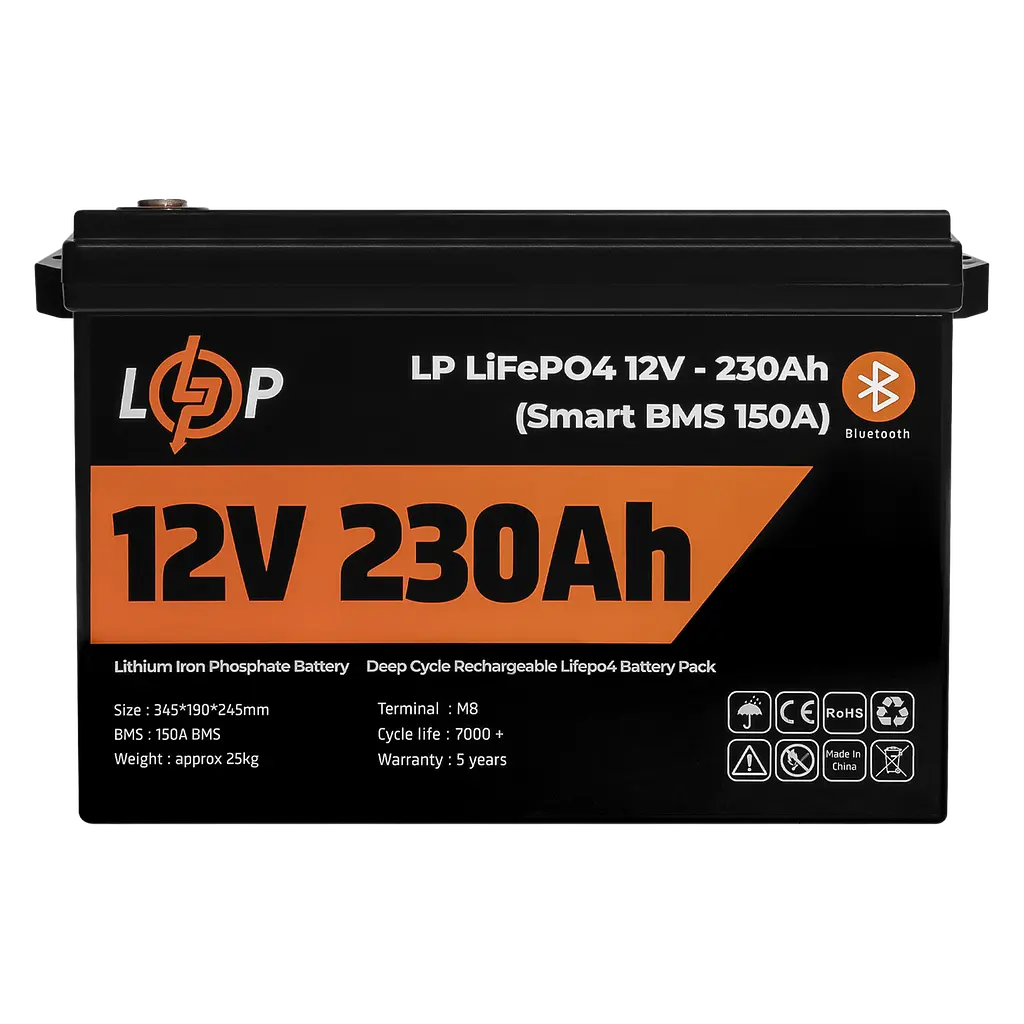 Аккумулятор LP LiFePO4 12V (12,8V) - 230 Ah (2944Wh) (Smart BMS 150А) с BT пластик для ИБП - фото 2