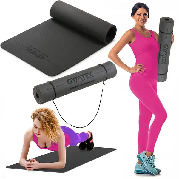 Килимок (мат) для фітнесу та йоги Gymtek Premium TPE 0,5см чорний - фото 3
