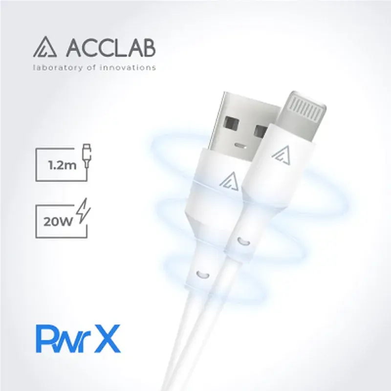 Дата кабель USB 2.0 AM to Lightning 1.2m PwrX 20W ACCLAB (1283126559549) - фото 3