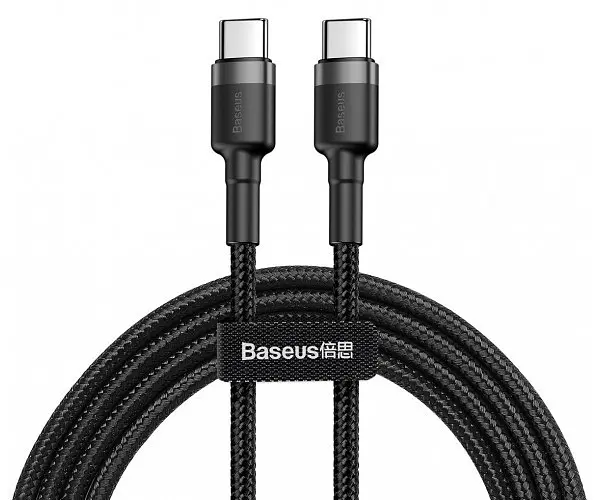 Кабель Baseus cafule Cable PD2.0 60W Type-c/Type-c (20v-3a) 2M сірий+чорний (CATKLF-HG1) - фото 2