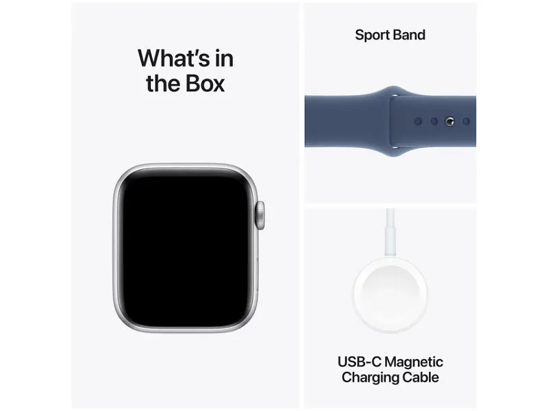 Смарт-годинник Apple Watch SE 2 GPS 44mm Silver Aluminium Case w. Denim Sport Band - S/M (MXEQ3) - фото 7