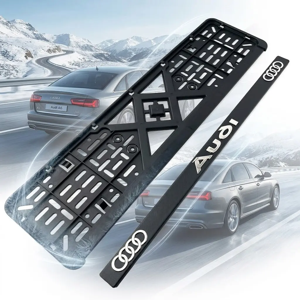 Рамка номера для Audi 3D напис хромований / Поліпропілен гнучкий морозостійкий - фото 2