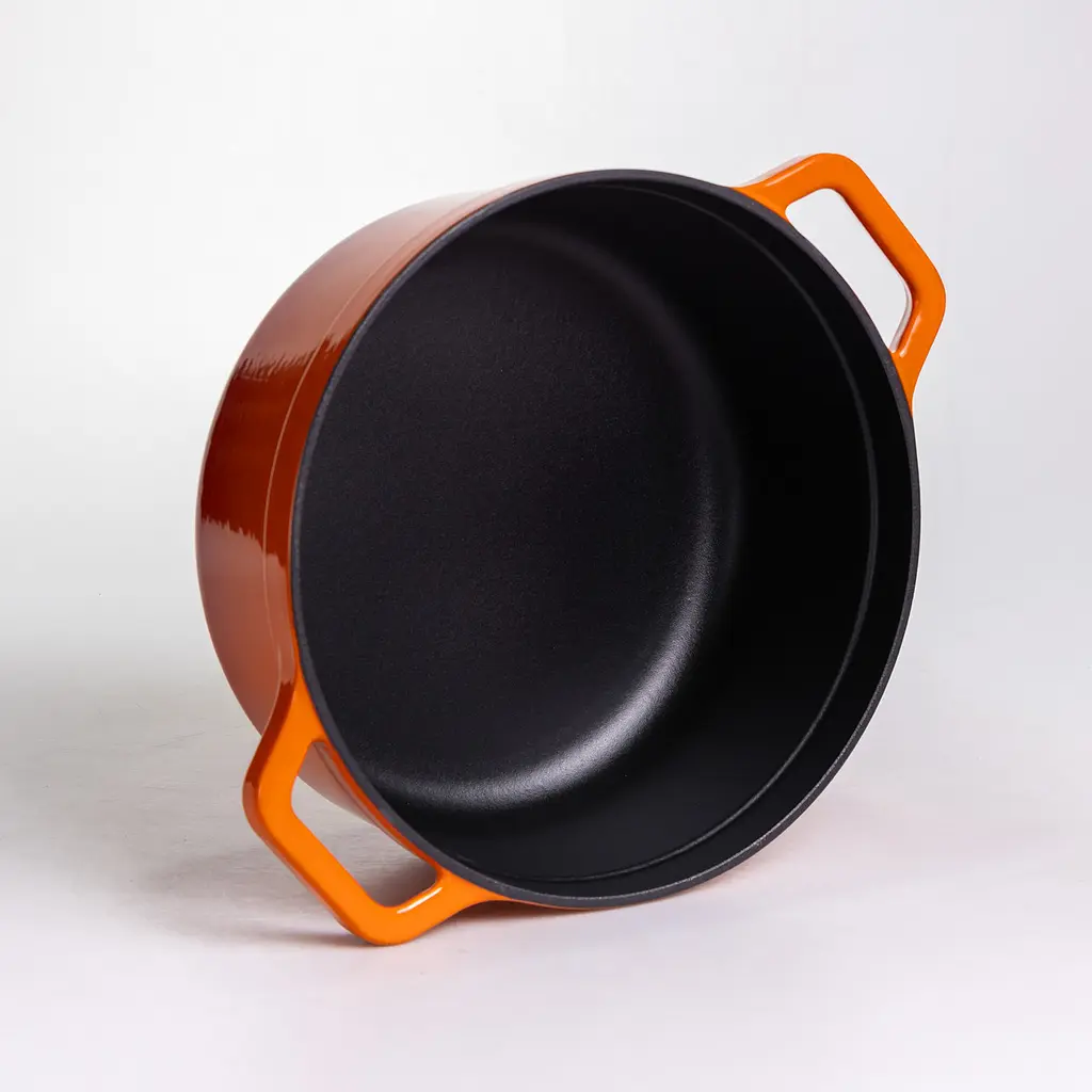Кокотниця чавунна емальована 5,5 л, помаранчевий Yongkang HP-FLG-5 ORANGE - фото 5