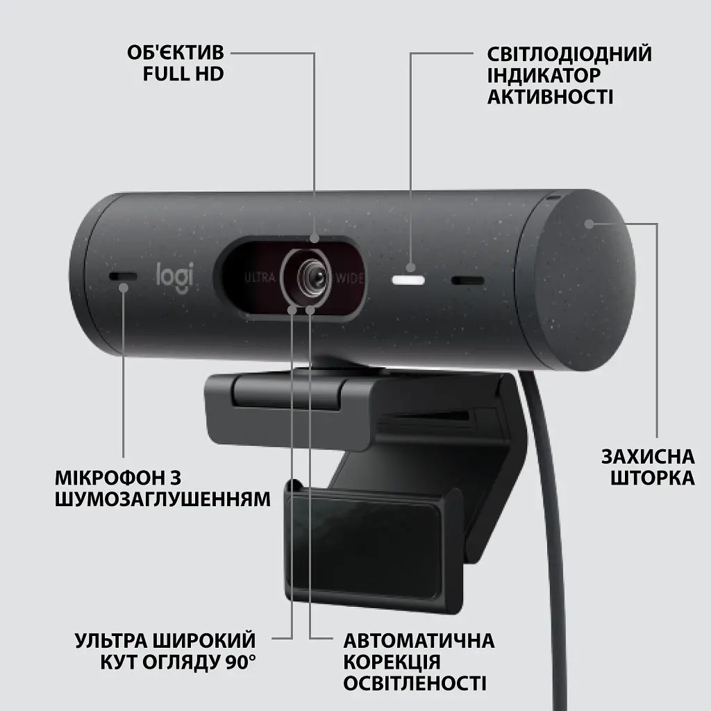 Веб-камера Logitech Brio 500 Graphite (960-001422) - фото 7