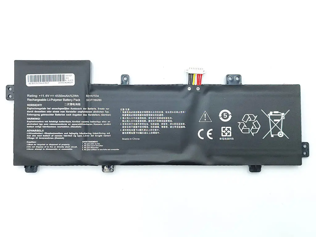 Акумулятор B31N1534 для Asus Zenbook U5000U UX510 UX510UX UX510UW V510U V510UXU (11.4V 4550 mAh 52Wh) - фото 2