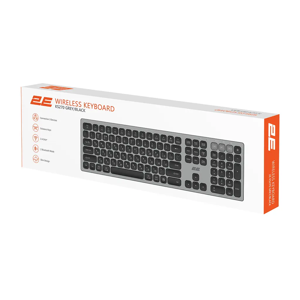 Клавіатура ножнична KS270 109key, WL/BT, EN/UK, сіро-чорний 2E teh0013846 - фото 10