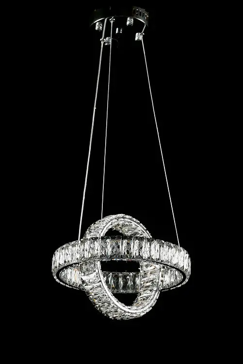 Компактна хромована світлодіодна люстра Splendid Ray LD8886/300/2B LED (CH), 30 см з двома кришталевими кільцями - фото 2