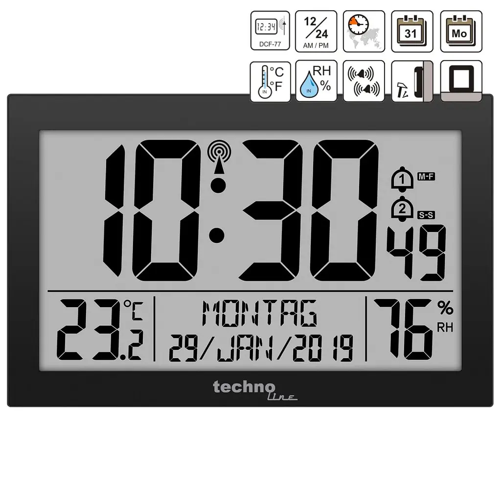 Годинник настінний Technoline WS8016 Black (WS8016 schwarz) - фото 2