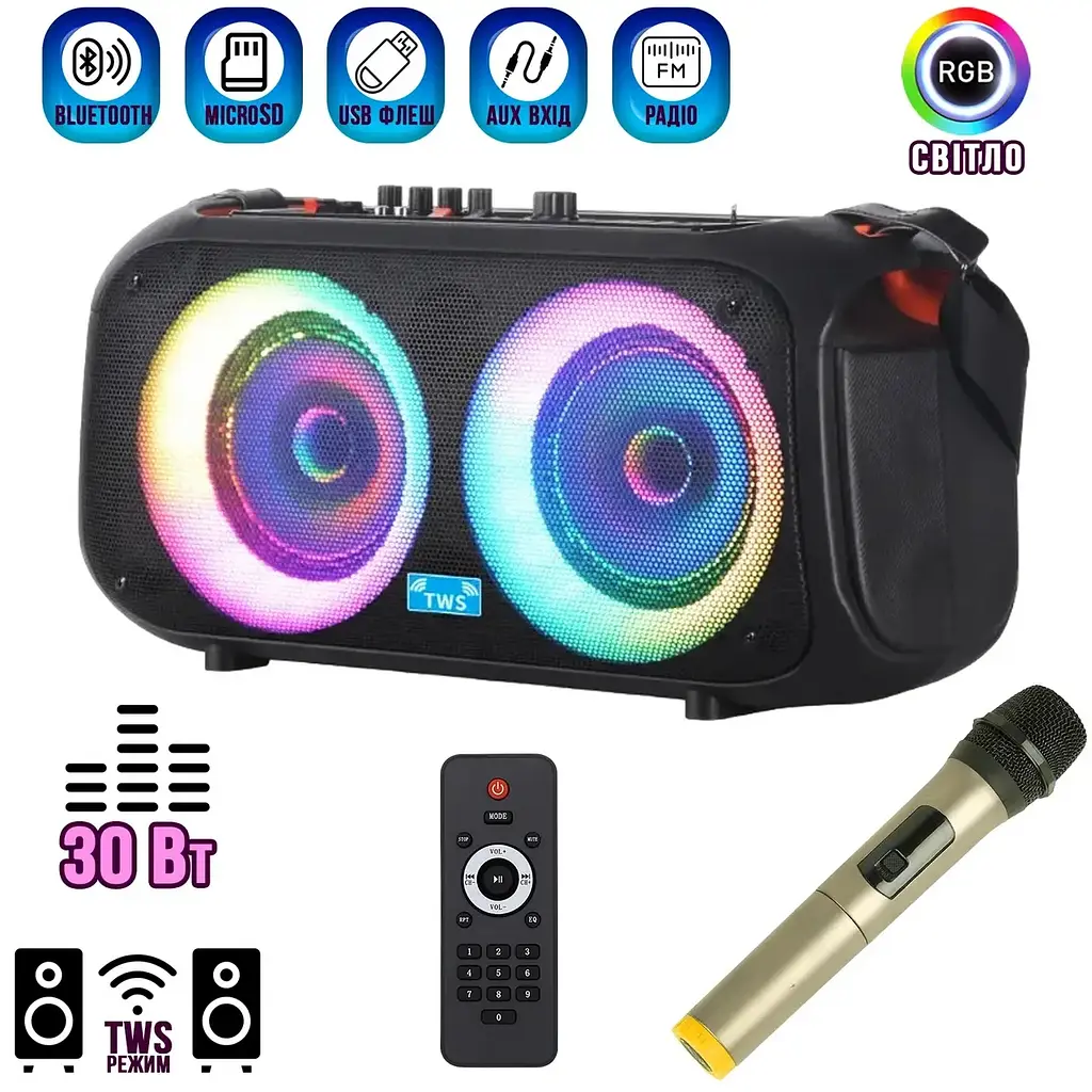 Бездротова караоке колонка NDR-Q68 Bluetooth з мікрофоном - фото 2