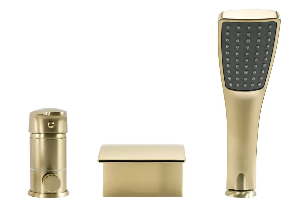Змішувач для ванни Rea Riven на борт ванни brushed gold REA-B0494 - фото 3