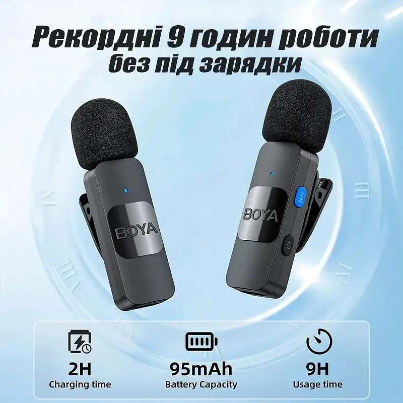 Петличка BOYA BY-V20 Type C з зарядним кейсом бездротовий мікрофон 2 шт. - фото 7