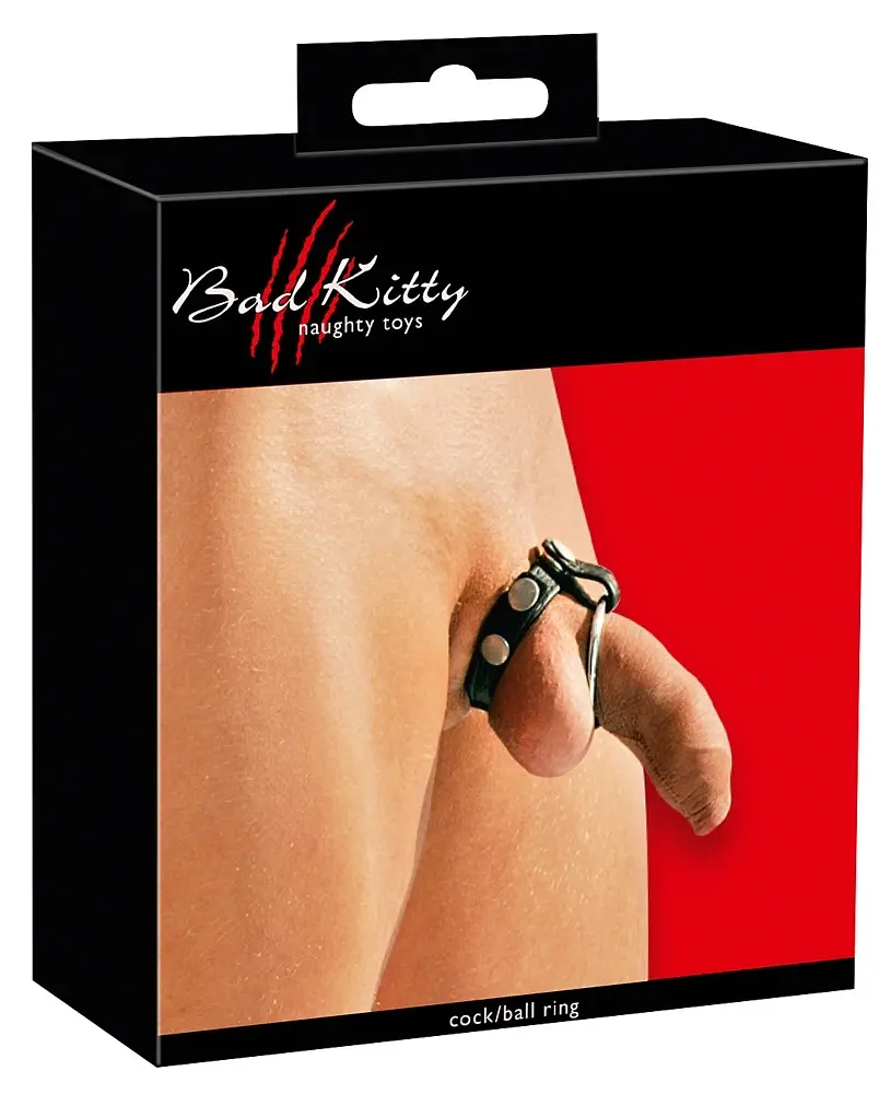 Набір ерекційних кілець Bad Kitty Leather Strap (чорний) - фото 2