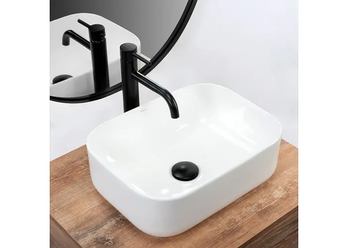 Умивальник Rea Demi Mini 40,5x31см прямокутний - накладний - білий глянцевий (REA-U5064) - фото 2