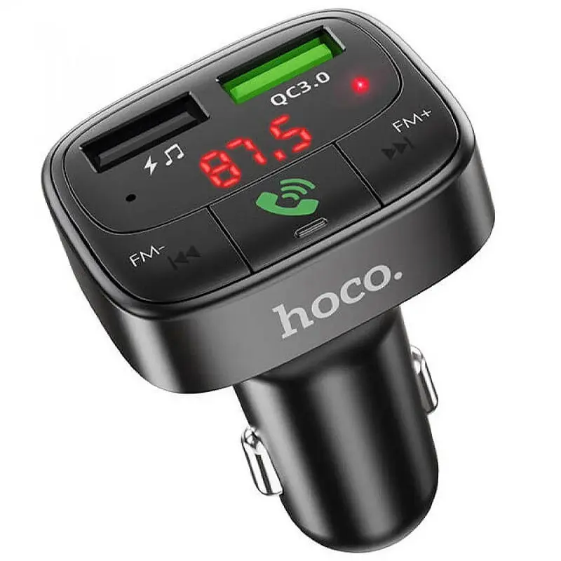 АЗП FM модулятор Hoco E59 Promise 18W (2USB-A) Чорний