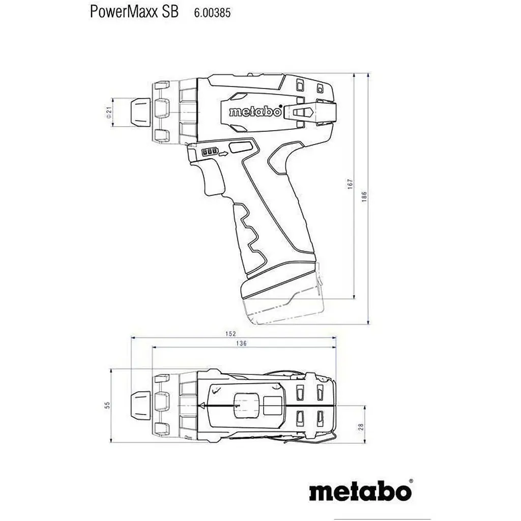 Дриль-шуруповерт Metabo PowerMaxx SB (600385500) [119778] - фото 3
