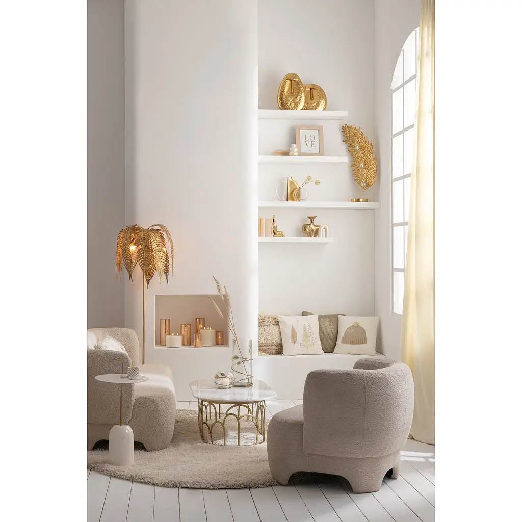 Кавовий столик J-line білий із золотом (46086) - фото 4